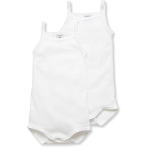 Petit Bateau Baby Girl's 2 Pack CAMI Onesie Duo Style 15086-53725 Sizes NB-36/M (Size 3 Month Style 15086 Girls) White