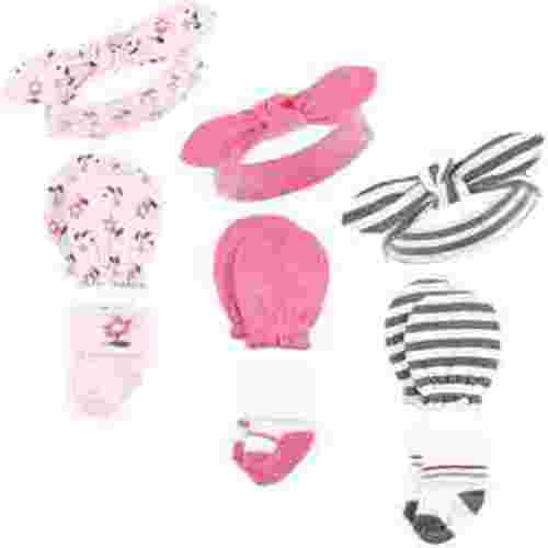 Hudson Baby Infant Girl Caps, Mittens and Socks Set, Fairytale, 0-6 Months