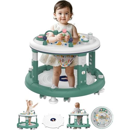 Baby Walker, Baby Jumper Activity Center, Baby Walkers and Activity Center, Baby Walker with Wheels for Boys Girls, Features 360 Degree Swivel Seat, Bounce Footpad for 6-18 Month(Green)