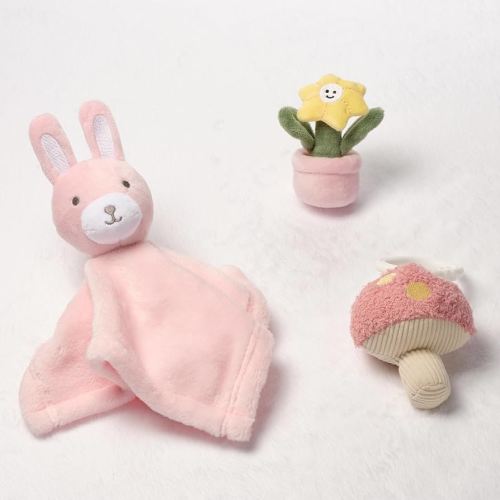 Lambs & Ivy Garden Bunny 3-Piece Developmental Infant Baby Plush Gift Set