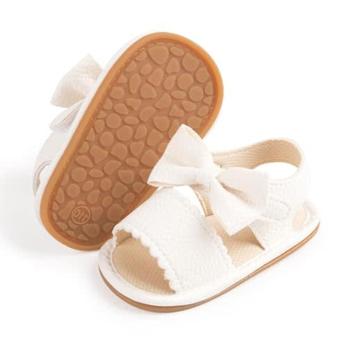 Babelvit Infant Baby Girl Boy Sandals Comfort Premium Summer Outdoor Casual Beach Shoes with Flower Bowknot Anti Slip Rubber Sole Newborn Toddler Prewalker First Walking Shoes