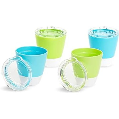 Munchkin® Splash™ Open Toddler Cups with Training Lids, 7 Ounce, 4 Pack, Blue/Green