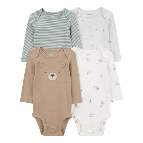 Baby 4-Pack Bear Long-Sleeve Bodysuits - Carter's | Carter's