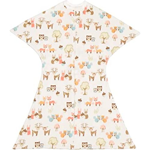 SleepingBaby Zipadee-Zip Transition Swaddle - Cozy Baby Sleep Sack with Zipper Convenience, Cotton, Acrylic, Roomy Baby Wearable Blanket for Easy Diaper Changes - Woodlands, Medium (6-12 Month)