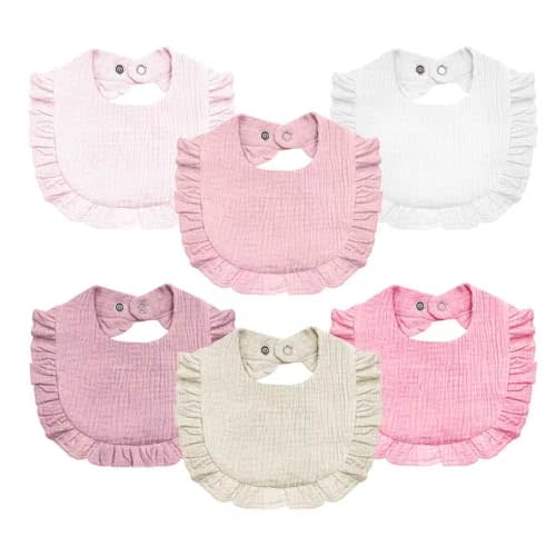 Baby Muslin Bibs,6 Pcs Drool Bandana Bibs for Baby Girl Drooling and Teething,Soft and Absorbent Cotton for Newborn