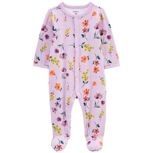 Baby Floral Snap-Up Footie Sleep & Play Pajamas - 3M - Style,Purple