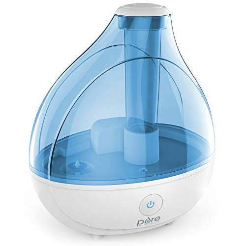 Pure Enrichment MistAire Silver Ultrasonic Cool Mist Humidifier for Bedroom, Office, Nursery & Indoor Plants - Lasts Up to 25 Hours, Whisper-Quiet Operation, Optional Night Light, & Auto Shut-Off