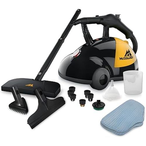McCulloch MC1275 Heavy-Duty Steam Cleaner, 45 Minute Runtime, 18 Accessories: Mop Head, Brushes, & More - Built for Home, Tile, Grout, Carpet, Furniture, & Personal Car Detailing