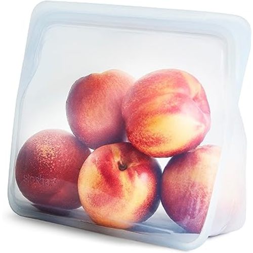 Stasher Platinum Silicone Food Grade Reusable Storage Bag, Clear (Stand-Up Mid) | Reduce Single-Use Plastic | Cook, Store, Sous Vide, or Freeze | Leakproof, Dishwasher-Safe, Eco-friendly | 56 Oz
