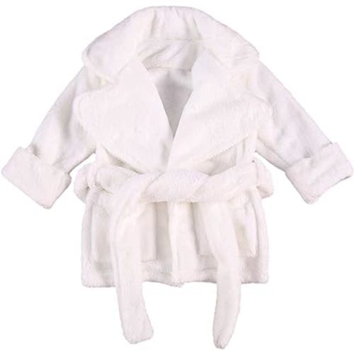 Qiylii Unisex Baby Plush Bathrobe Plain Kimono Gown Newborn Toddler Girls Boys Towel Robe Nightwear Clothes