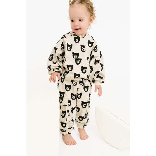 Oatmeal Bear Cargo Hoodie Set