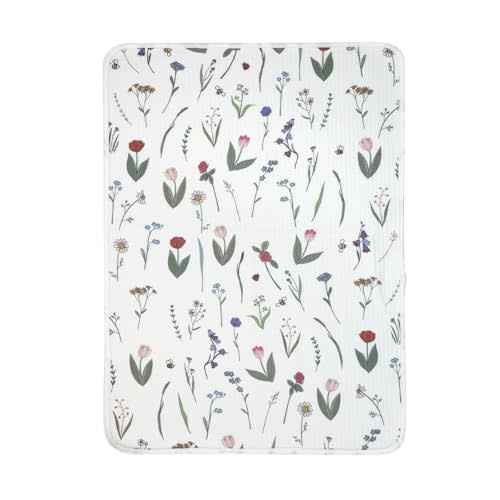haakaa Waterproof Changing Pad Liners, 100% Cotton, Soft & Breathable (1pc, 19.5" x 27.5" Honey Blossom)