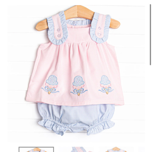 Soft Serve Scoops Applique Diaper Set, Pink – Stitchy Fish