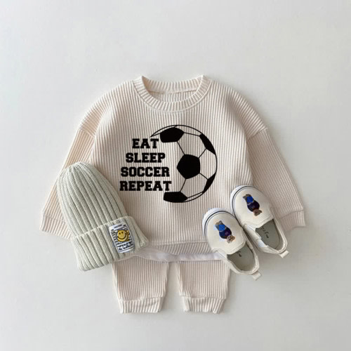 EAT SLEEP SOCCER REPEAT Baby Waffle 2-piece Set
