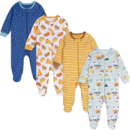 Baby Boys' 4-Pack Sleep 'N Play Footie - Size: 6-9 Months