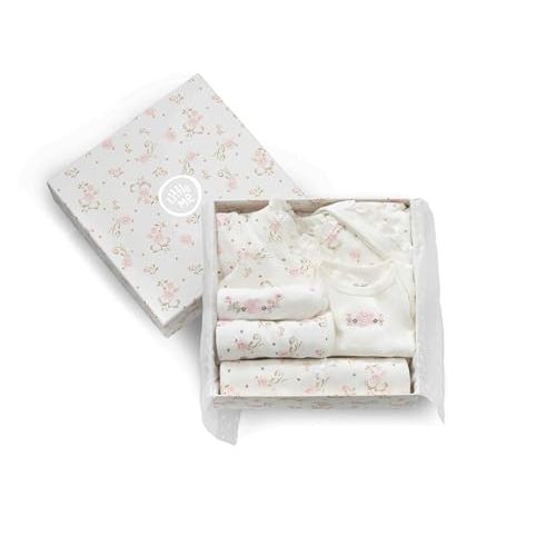 Little Me Baby Layette Gift Set - Footie and Cap, Onesie, 3-Piece Bib And Burp Set, Swaddling Blanket, Baby Shower Gifts