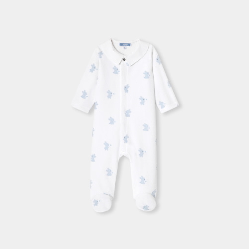 Baby boy velvet pajamas with bunny motif