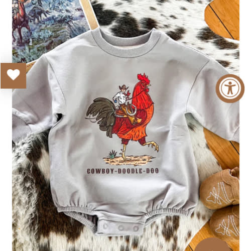Cody Cowboy Rooster Romper (Stone)