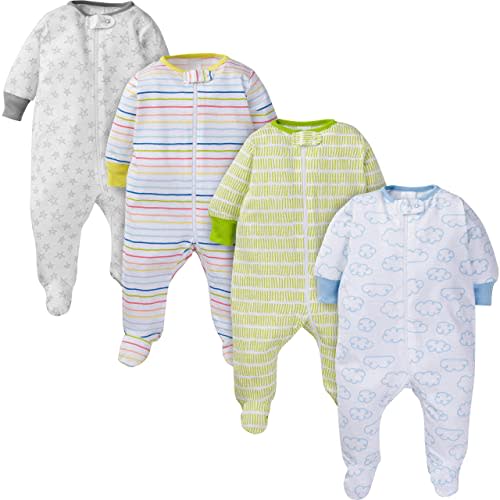 Onesies Brand unisex-baby 4-pack Sleep 'N Play Footies Multi Pack
