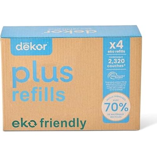 Diaper Dekor Plus Diaper Pail Refills | 4 Count Unscented | Exclusive End-of-Liner Marking | Thick, Quick & Easy to Replace | Most Economical Refill System | for Original and Eko Style Pails