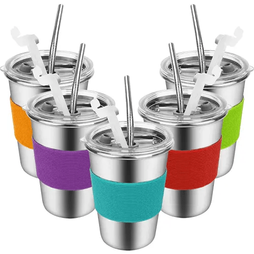 SunZio Sippy Cups for Toddlers and Kids Stainless Steel Spill