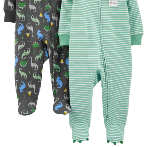 Simple Joys by Carter's Baby Boys' 2-Way Zip Thermal Footed Sleep and Play, Pack of 2