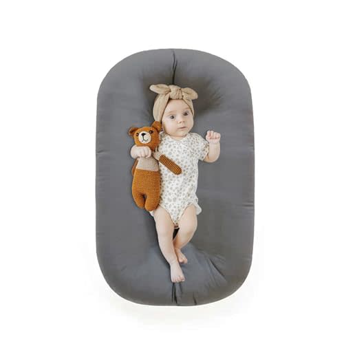 Beisurznga Baby Lounger - Baby Lounger for Newborn, Breathable & Soft Baby Nest Cover Co Sleeping for Baby 0-12 Months, Baby Essentials Gifts, Portable Infant Lounger, Baby Snuggle Lounger Me(Grey)