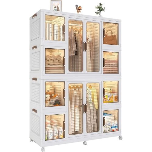 Children's Wardrobe Closet with Transparent Doors