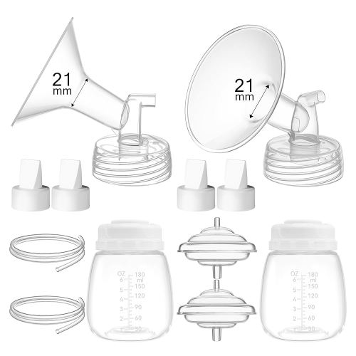 21mm Replacement Pump Parts for Spectra S1 S2 9 Plus Synergy Gold Includes Flange Duckbill Valve Tubing Backflow Protector Bottle,Compatible with Motif Luna Cimilre Ameda MYA Pump