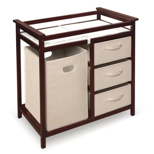 Badger Basket Modern Changing Table With Hamper - White
