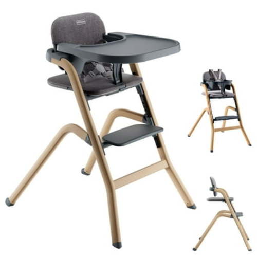 HARPPA High Chair for Babies and Toddlers, Baby Highchairs with Adjustable Seat & Footrest, Removable Tray and Cushion, Woodgrain Gray