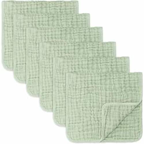 Comfy Cubs Muslin Burp Cloths Large 100% Cotton Hand Washcloths for Babies, Baby Essentials 6 Layers Extra Absorbent and Soft Boys & Girls Baby Rags for Newborn Registry (Sage, 6-Pack, 20" X10")