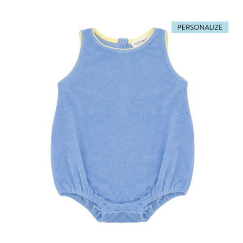baby clearwater blue french terry bubble romper – minnow