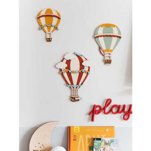 Hand Painted Wooden Hot Air Balloon Set: Adventure Nursery Decor