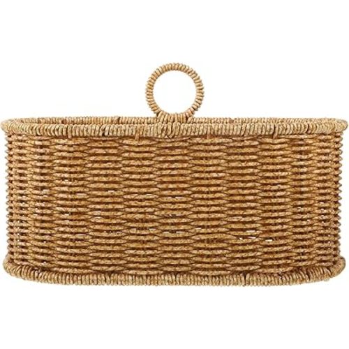 Luxshiny Wall Hanging Basket - Hand-Woven Hanging Storage Basket with Hanging Hole, Wall Storage for Fruit Vegetables Flowers, Ideal for Kitchen, Bathroom, Bedroom, 11.00X6.68X6.09in