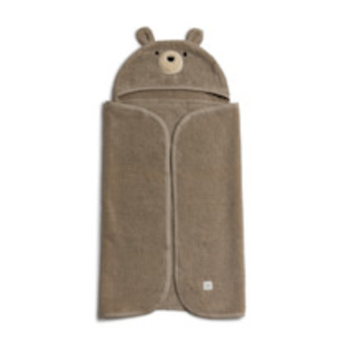 Tiny Kind Cozy Critter Organic Towel - Taupe Bear, 0-12M