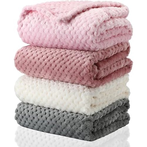 Frienda 4 Pcs Baby Fuzzy Blanket Fluffy Baby Blanket for Boys Girls Soft Warm Baby Receiving Blankets Nursery Bed Blanket Toddler Infant Newborn Receiving Blanket, 32 x 24 Inch (Lovely Color)