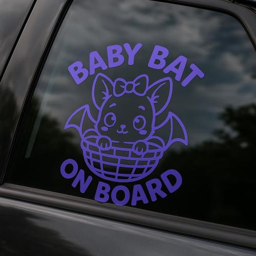 Baby Bat On Board Decal – Cute Gothic Bat Car Sticker – Halloween Baby Vinyl – Kawaii Chibi Bat for Car Window or Nursery – Spooky Baby Gift