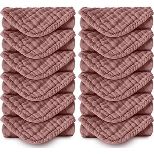 Muslin Burp Cloths 100% Cotton Large 20''x10'' Extra Soft and Absorbent Baby Wash Cloths Spit Up Rags - Baby Burping Cloth for Boys Girls Items(12 Pack Bean Paste)