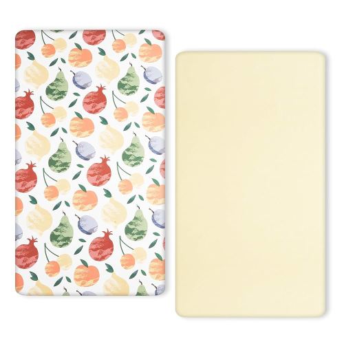 TILLYOU Baby Crib Sheets for Boys Girls, Super Soft Toddler Bed Sheets, 2 Pack Sheets for Standard Crib Mattress 28x52in, Fruit Shadow