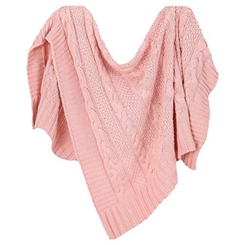 TILLYOU Premium Cotton Cable Knit Baby Blanket for Infant Newborn, Breathable Small Receiving Blanket for Toddler Bed Crib Stroller Bassinet, Nursery Bedding Essentials, Blush Pink, 30x40