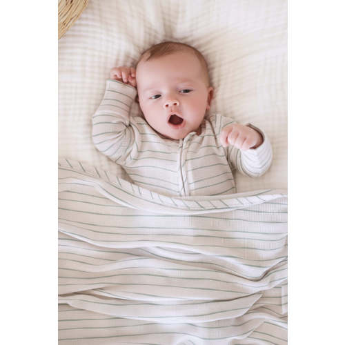 Sage's Stripes Bamboo Waffle Oversized Swaddle Blanket
