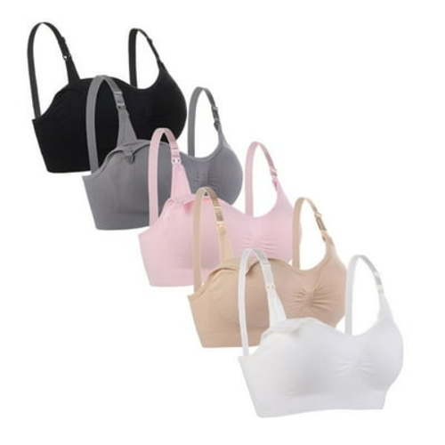 Wireless Maternity Nursing Bra 5 Pack with Removable Padding and Extenders