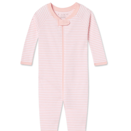 LAKE | Baby | Pima Cotton Pajamas | English Rose Stripe Baby Sleeper