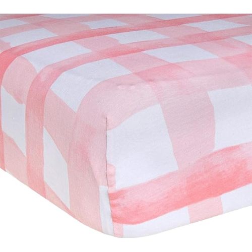 Burt's Bees Baby Pattern Fitted Crib Sheet Organic Cotton BEESNUG - Buffalo Check Blossom, Fits Unisex Standard Bed and Toddler Mattress, Infant Essentials, 52 x 28 Inch 1-Pack