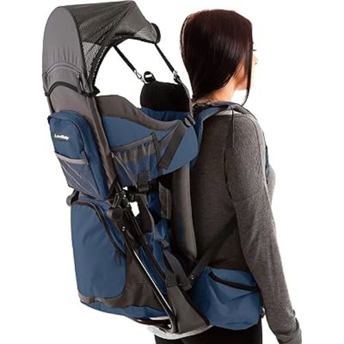 Hiking Baby Carrier Backpack - Comfortable Toddler/Baby Backpack Carrier System with Diaper Change Pad, Insulated Pocket + Rain and Sun Hood to Protect Your Child