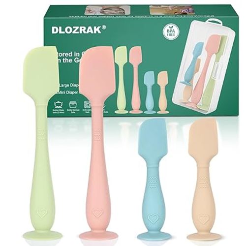 4-Pack Diaper Cream Spatula with Travel Case, Soft Baby Butt Spatula – Silicone Butt Paste Spatula, Convenient Diaper Spatula, Ideal Baby Shower Gift