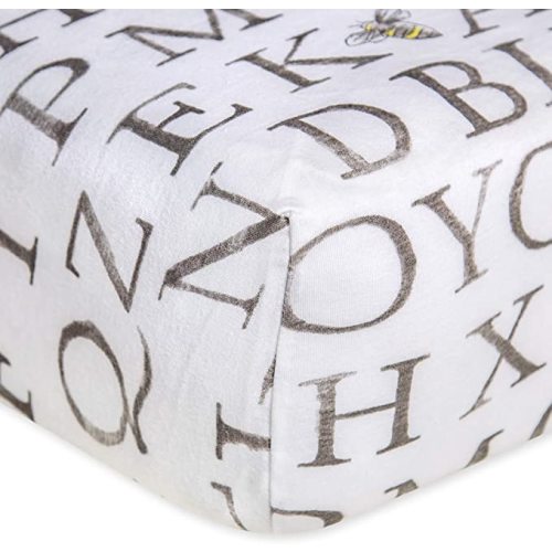 Burt's Bees Baby - Fitted Crib Sheet, Boys & Unisex 100% Organic Cotton Crib Sheet for Standard Crib & Toddler Mattresses, Letter Bee, One Size , 28x52 Inch (Pack of 1)