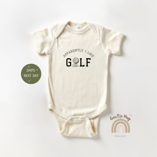 Apparently I Like Golf Baby Onesie®, Funny Golf Baby Bodysuit, Golf Dad Baby Outfit, Natural Baby Clothes, Sports Baby Gift, Funny Onesie®