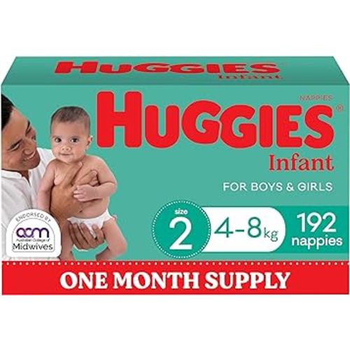 Huggies Infant Nappies Size 2 (4-8kg) 192 Count - One Month Supply (Packaging May Vary) : Amazon.com.au: Baby